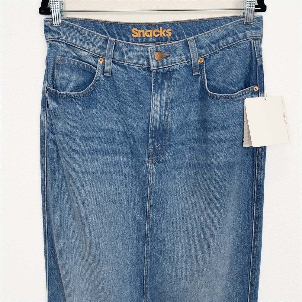 NEW Mother Skirt Womens 32 Blue Maxi Long Denim Luxury Western Concert Festival - Picture 3 of 16